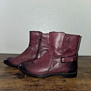 Ecco Ankle Bootie Women's Size 5 Wine RedM15 Boot Low Heel Comfy Leather Boot